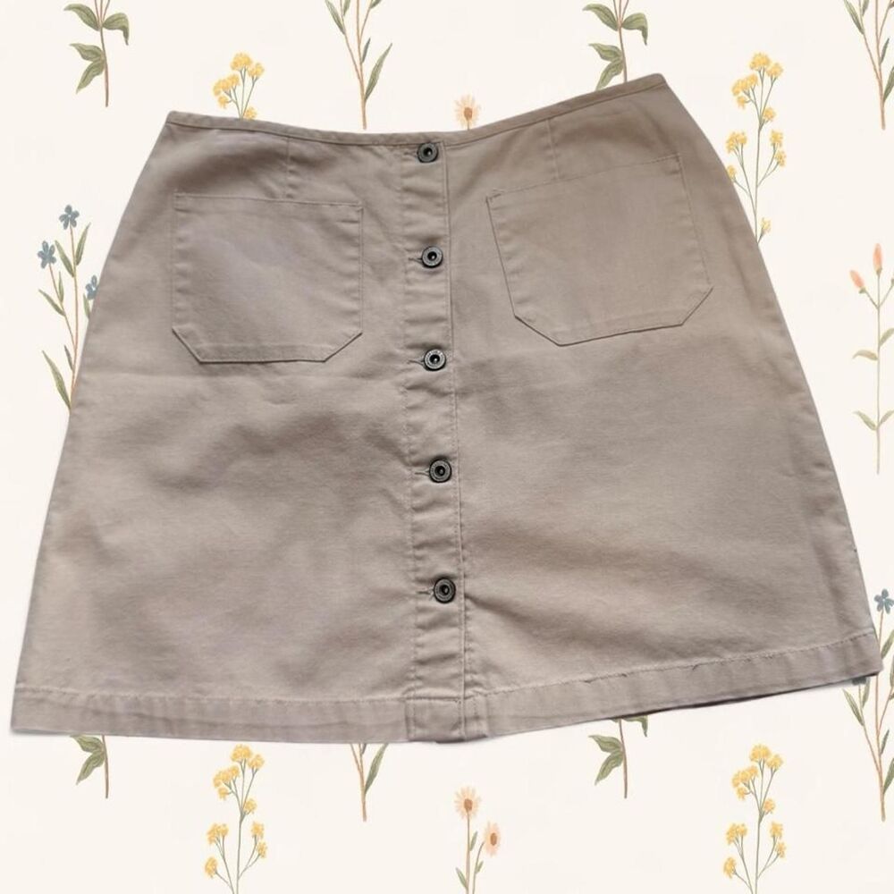Vintage Y2K American Eagle Button-Front Khaki Mini Skirt - Size 6